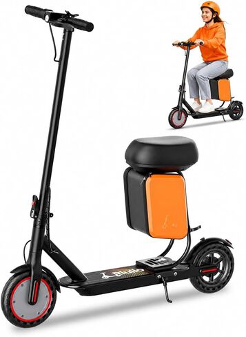 Electric Scooter with Seat for Adults, 350W Motor, 19 MPH Top Speed, 15 Miles Range, Folding Commuter E Scooter with Storage, 8.5 inch Solid Tires, Dual Brake, App Control, UL2272 Certified in Kuwait