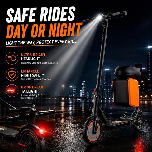 Electric Scooter with Seat for Adults, 350W Motor, 19 MPH Top Speed, 15 Miles Range, Folding Commuter E Scooter with Storage, 8.5 inch Solid Tires, Dual Brake, App Control, UL2272 Certified in Kuwait