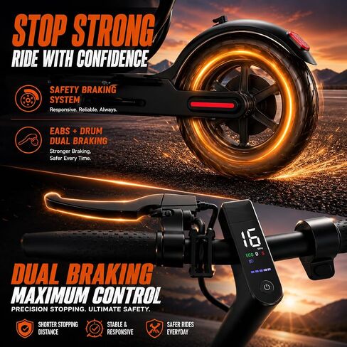 Electric Scooter with Seat for Adults, 350W Motor, 19 MPH Top Speed, 15 Miles Range, Folding Commuter E Scooter with Storage, 8.5 inch Solid Tires, Dual Brake, App Control, UL2272 Certified in Kuwait
