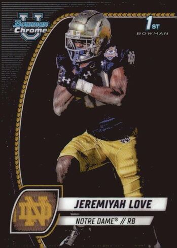 بطاقة 2024 Bowman Chrome University #100 Jeremiyah Love Notre Dame Fighting Irish Football Card - Sportscard Superstore in Kuwait