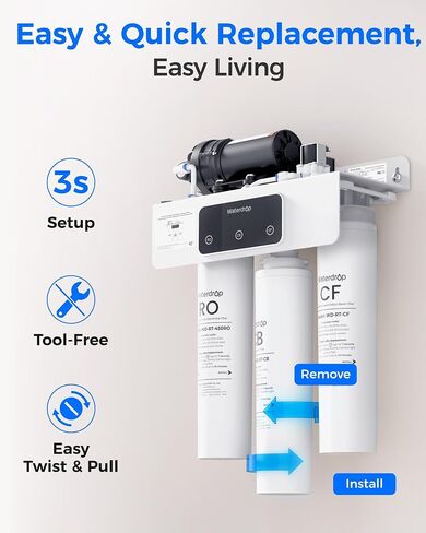 فلتر Waterdrop RT-CB، بديل لنظام التناضح العكسي Waterdrop T3-C وT4-A، عبوة من فلتر CB واحد، عمر 12 شهرًا in Kuwait