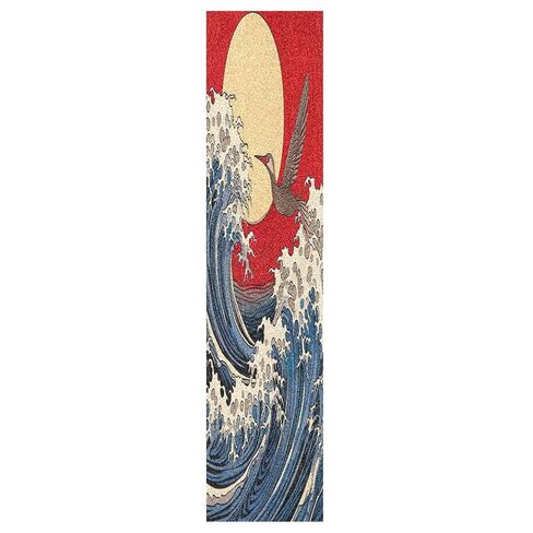 Japanese Sea Wave Skateboard Grip Tape Non-Slip Longboard Griptape Skate Board Tapes Sheet for Decor 44" x 10" in Kuwait