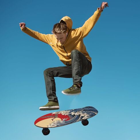 Japanese Sea Wave Skateboard Grip Tape Non-Slip Longboard Griptape Skate Board Tapes Sheet for Decor 44" x 10" in Kuwait