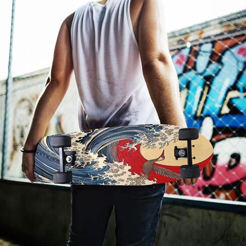 Japanese Sea Wave Skateboard Grip Tape Non-Slip Longboard Griptape Skate Board Tapes Sheet for Decor 44" x 10" in Kuwait