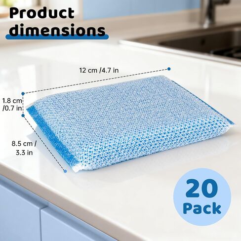 20 Pack All-Purpose Kitchen Sponges, Non Scratch, for Washing and Cleaning Dishes, Non-Stick Cookware, Premium Scrubbers, Ideal for Kitchen, Bathroom in Kuwait