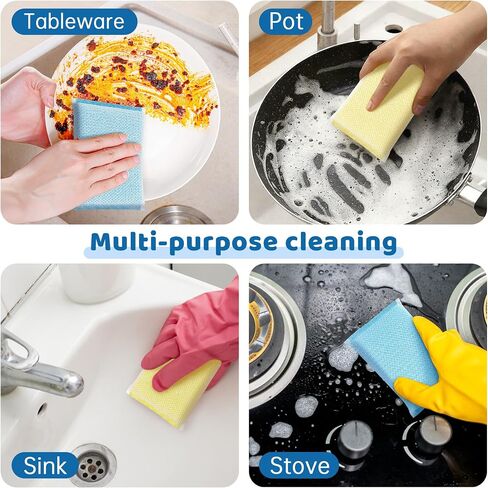 20 Pack All-Purpose Kitchen Sponges, Non Scratch, for Washing and Cleaning Dishes, Non-Stick Cookware, Premium Scrubbers, Ideal for Kitchen, Bathroom in Kuwait
