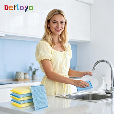 20 Pack All-Purpose Kitchen Sponges, Non Scratch, for Washing and Cleaning Dishes, Non-Stick Cookware, Premium Scrubbers, Ideal for Kitchen, Bathroom in Kuwait