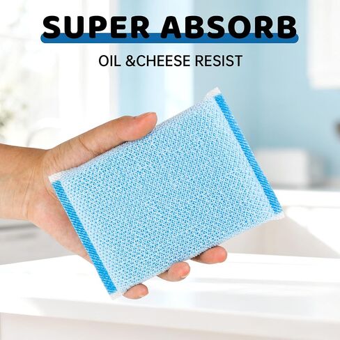 20 Pack All-Purpose Kitchen Sponges, Non Scratch, for Washing and Cleaning Dishes, Non-Stick Cookware, Premium Scrubbers, Ideal for Kitchen, Bathroom in Kuwait