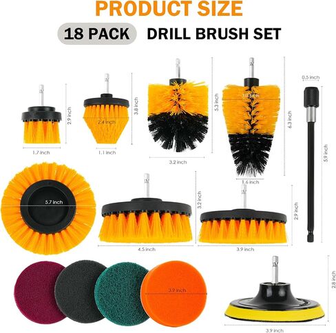 Drill Brush Attachments Set, Power Cleaning Scrub Brushes for Bathroom Bathtub, Grout, Tile, Sinks, Corners, Car Wheel in Kuwait