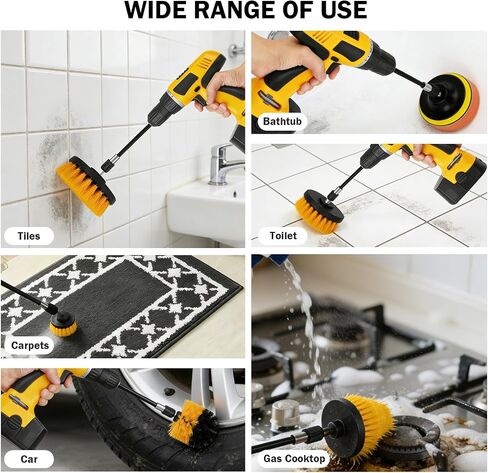 Drill Brush Attachments Set, Power Cleaning Scrub Brushes for Bathroom Bathtub, Grout, Tile, Sinks, Corners, Car Wheel in Kuwait