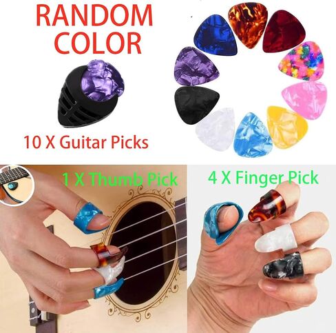 60 PCS All-in-One Acoustic Guitar Maintenance & Starter Kit | Includes Strings, Thumb Picks, 3-in-1 Restring Tool, Bridge Pins, Strap, Picks, Fretboard Stickers in Kuwait