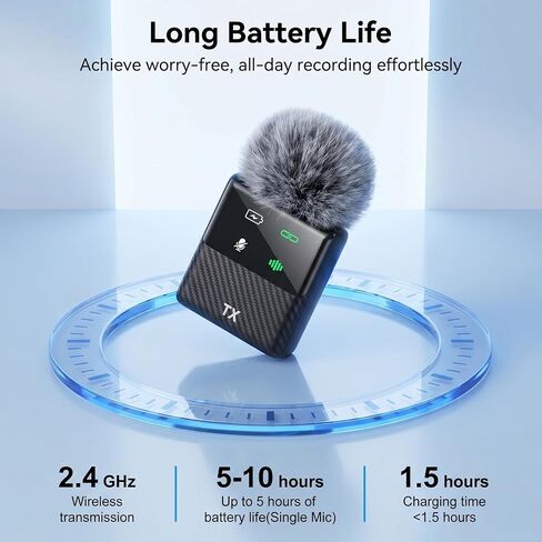 ميكروفون DORNLAT اللاسلكي Lavalier، 3 في 1 ميكروفون على شكل طية صدر السترة لأجهزة iPhone/Android/الكاميرا، إلغاء الضوضاء، ميكروفون صغير الحجم صغير الحجم لمدونات الفيديو، YouTube، TikTok، البث المباشر، تسجيل المقابلة in Kuwait
