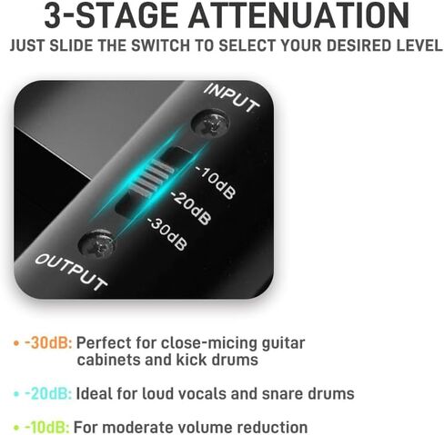 وسادة مخفف ميكروفون StudioMan MB123 XLR، -10/-20/-30 ديسيبل مخفض إشارة ميكروفون قابل للتعديل، مخفف صوت مدمج للتسجيل، متوافق مع الميكروفونات الديناميكية والمكثفة in Kuwait