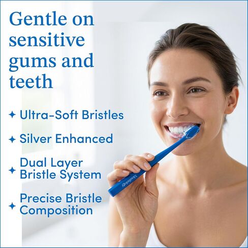 Mouthology 4 Pack Toothbrush - Nano Silver Ultra Soft Bristles for Adults, Extra Soft Manual Toothbrushes for Sensitive Gums, Micro Nano Bristle Tooth Brush Set in Kuwait