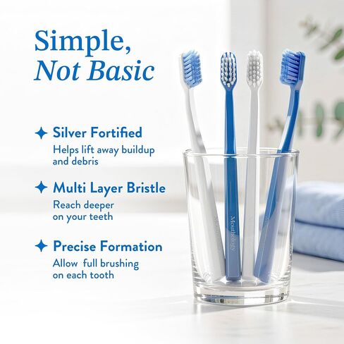 Mouthology 4 Pack Toothbrush - Nano Silver Ultra Soft Bristles for Adults, Extra Soft Manual Toothbrushes for Sensitive Gums, Micro Nano Bristle Tooth Brush Set in Kuwait