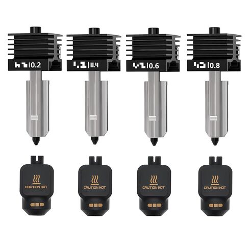 4 قطع X2D/P2S Hotend، مجموعة استبدال رأس طباعة فوهة فولاذية صلبة سريعة التبديل مع جوارب سيليكون لطابعة Bambu Lab X2D/P2S/H2D/H2C/H2S ثلاثية الأبعاد (0.2/0.4/0.6/0.8 مم) in Kuwait