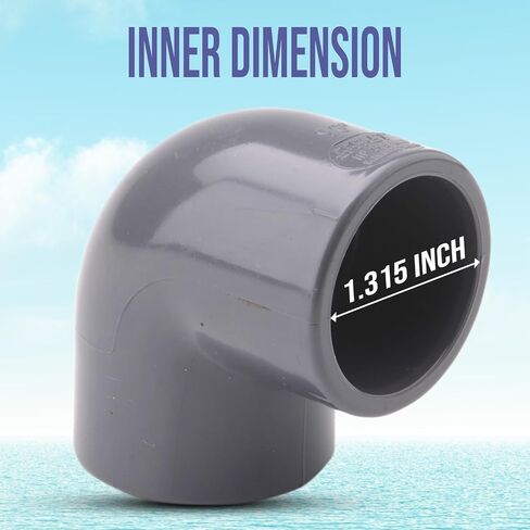 PVC Schedule 80 90 Degree Elbow 1" Socket x Socket (Slip x Slip) Pipe Fitting, Gray in Kuwait