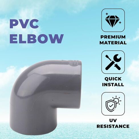 PVC Schedule 80 90 Degree Elbow 1" Socket x Socket (Slip x Slip) Pipe Fitting, Gray in Kuwait