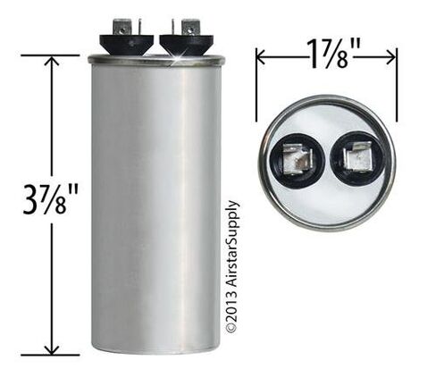 المعيار الأمريكي CPT00442 / CPT-0442 - 25 uF MFD x 440 VAC Genteq استبدال مكثف مستدير # C425R / 97F9632 in Kuwait