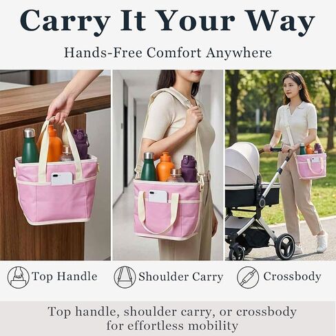 Family Size 4 Compartment Drink Bag, Insulated Multiple Tumbler Holder Caddy with Adjustable Strap, No-Spill Reusable Beverage Carrier for Hiking, Walking, Sports, Travel in Kuwait