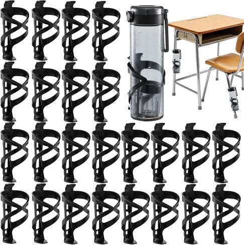 24 Pcs Water Bottle Holder for Classroom Anti-Spill Desk Cupholder with 100 Zip Ties Back to School Gift for Student Water Bottle Holders for Desk Chair Coffee Cup Holder for Office Home in Kuwait