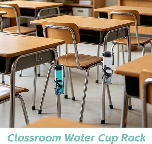 24 Pcs Water Bottle Holder for Classroom Anti-Spill Desk Cupholder with 100 Zip Ties Back to School Gift for Student Water Bottle Holders for Desk Chair Coffee Cup Holder for Office Home in Kuwait