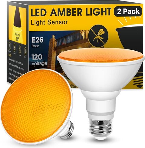 مصابيح حشرة LED من JandCase للخارج، مصابيح إضاءة حشرة صفراء بقدرة 12 وات في الهواء الطلق، 100 وات مكافئة PAR30 لمبات ضوء الفيضانات لساحة فناء الشرفة، غير قابلة للتعتيم، عبوتان in Kuwait