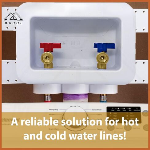 Washing Machine Valve, Brass 1/2" F1960 PEX Inlet x 3/4" MHT Outlet, Quarter Turn Shutoff, Red and Blue Handle for Hot-and-Cold water inlet. for PEX Tubing Water Distribution Systems. in Kuwait