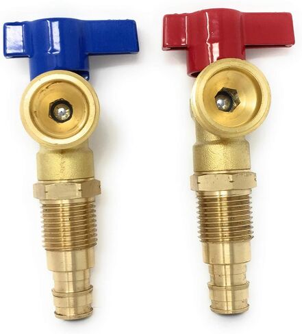 Washing Machine Valve, Brass 1/2" F1960 PEX Inlet x 3/4" MHT Outlet, Quarter Turn Shutoff, Red and Blue Handle for Hot-and-Cold water inlet. for PEX Tubing Water Distribution Systems. in Kuwait