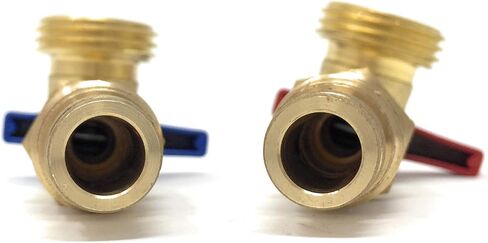 Washing Machine Valve, Brass 1/2" F1960 PEX Inlet x 3/4" MHT Outlet, Quarter Turn Shutoff, Red and Blue Handle for Hot-and-Cold water inlet. for PEX Tubing Water Distribution Systems. in Kuwait