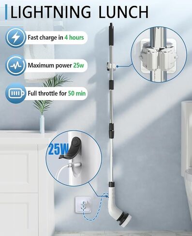 Electric Spin Scrubber for Cleaning Bathroom, Shower Scrubber Cordless Cleaning Brush with IPX7 Waterproof & 3 Speed, 9 Brush Heads, Bathroom Cleaning Supplies for Shower Tub Kitchen Tile Toilet Floor in Saudi Arabia