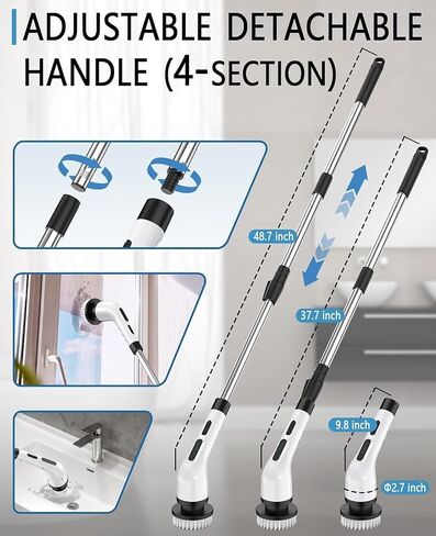 Electric Spin Scrubber for Cleaning Bathroom, Shower Scrubber Cordless Cleaning Brush with IPX7 Waterproof & 3 Speed, 9 Brush Heads, Bathroom Cleaning Supplies for Shower Tub Kitchen Tile Toilet Floor in Saudi Arabia