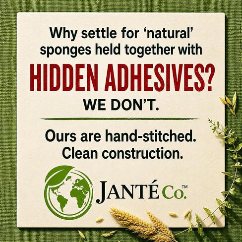 Natural Loofah Dish Sponges by Janté Co. (6-Pack) - Kitchen Sponges | Authentic Natural Loofah - Cotton Stitched - No Synthetic Glue - Air Dry Design - FSC Sourced Cellulose in Kuwait