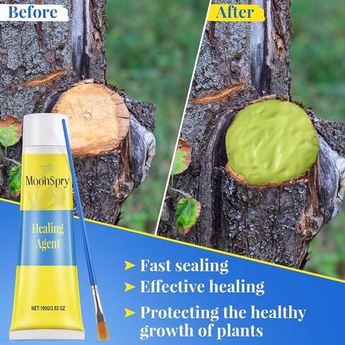Threlaco Tree Wound Pruning Sealer، 100g Bonsai Wound Sealer Healing Paste، قطع النباتات مع فرشاة، لوازم تطعيم الأشجار، معجون قطع البونساي، التعافي السريع للنباتات in Kuwait