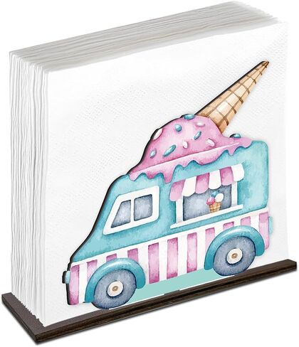 Summer Ice Cream Napkin Holder for Table Decor Cute Ice Cream Truck Wooden Napkin Holder Decorations for Home Kitchen Dining Room in Kuwait