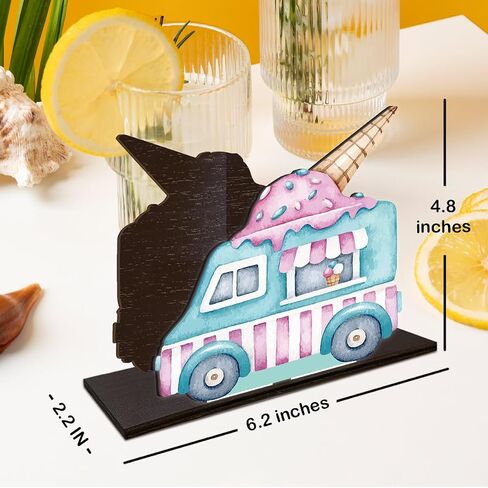 Summer Ice Cream Napkin Holder for Table Decor Cute Ice Cream Truck Wooden Napkin Holder Decorations for Home Kitchen Dining Room in Kuwait