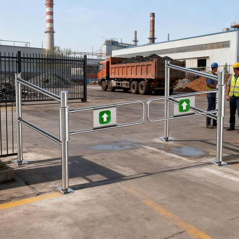 Automatic Swing Gate for Market EntrancesSelfClosing OneWay Safety Door Stainless Steel Industrial Entrance Device Durable Fence with Post Mount, 190cm/75in in Kuwait