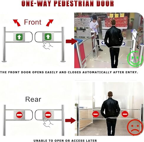 Automatic Swing Gate for Market EntrancesSelfClosing OneWay Safety Door Stainless Steel Industrial Entrance Device Durable Fence with Post Mount, 190cm/75in in Kuwait