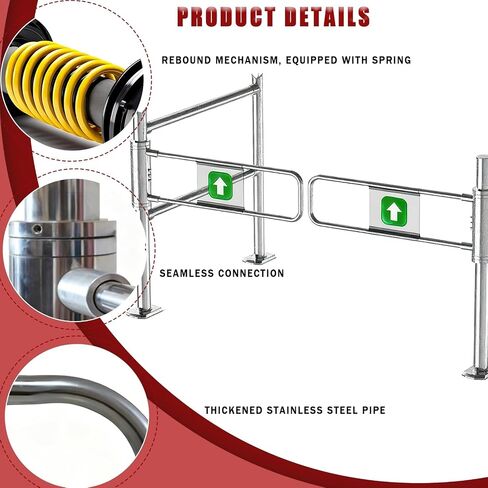 Automatic Swing Gate for Market EntrancesSelfClosing OneWay Safety Door Stainless Steel Industrial Entrance Device Durable Fence with Post Mount, 190cm/75in in Kuwait