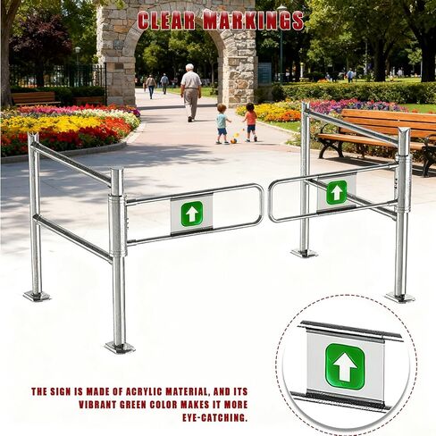 Automatic Swing Gate for Market EntrancesSelfClosing OneWay Safety Door Stainless Steel Industrial Entrance Device Durable Fence with Post Mount, 190cm/75in in Kuwait