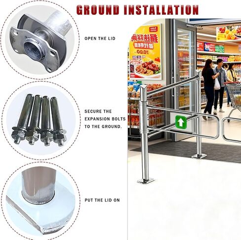 Automatic Swing Gate for Market EntrancesSelfClosing OneWay Safety Door Stainless Steel Industrial Entrance Device Durable Fence with Post Mount, 190cm/75in in Kuwait
