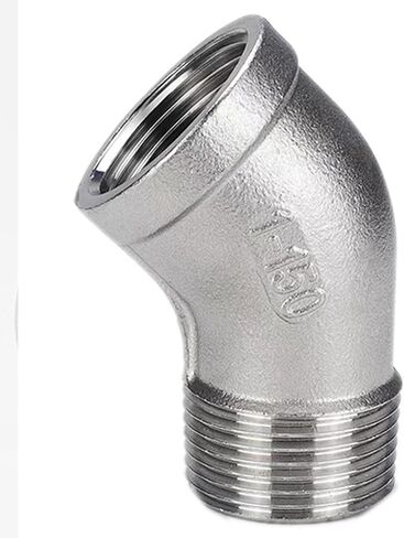 محول كوع 304 من الفولاذ المقاوم للصدأ 45 درجة - محول خيط ذكر أنثى 1/2 بوصة NPT - ماكينة CNC دقيقة لغاز الماء الزيتي - عبوة من 1 in Kuwait