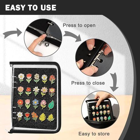 Enamel Pin Display Book Pin Collection, Pins Collector Display Bag, Lapel Pins Displays Board,for Sports Pins,Memorial Displays Case(Color:Black) in Kuwait