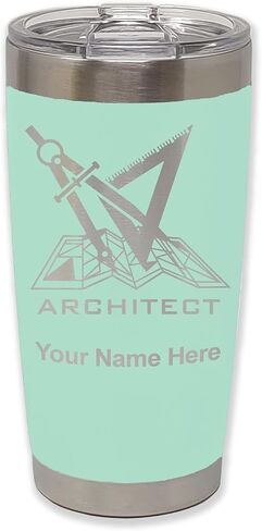 LaserGram Personalized 20oz Tumbler, Architect Symbol (Black) | Engraved Gift for Architect, Vacuum Insulated Stainless Steel, Laser Engraved With Your Name in Kuwait