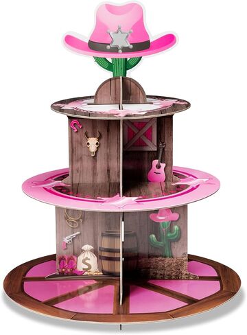 Haooryx Strawberry Cupcake Stand - 3 Tier Berry Sweet Red Plaid Cupcake Tower Cardboard Dessert Holder Pastry Platter for Baby Shower Girls Birthday Spring Summer Holiday Party Table Decoration Supply in Kuwait