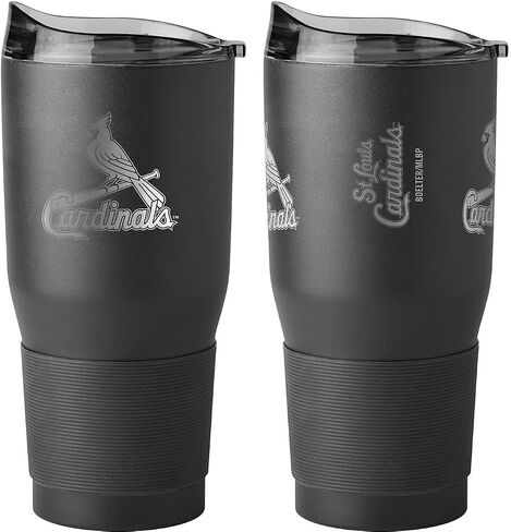 Boelter العلامات التجارية MLB Etch Black Logo Premium مسحوق معطف مزدوج الجدار الفولاذ المقاوم للصدأ 30oz بهلوان السفر الفائق (سانت لويس كاردينالز) in Kuwait