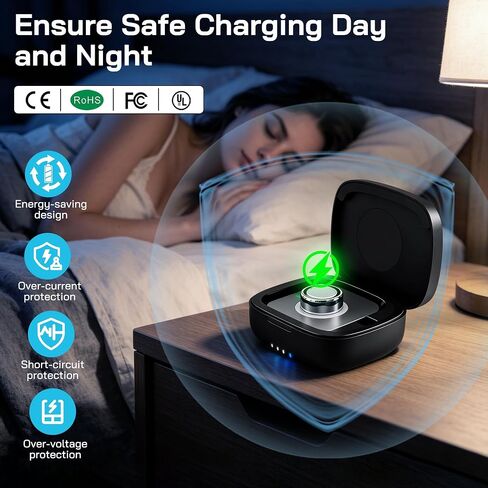 حافظة شحن حلقية ذكية لـ Oura Ring Gen 5 وGen 4 وGen 3، محطة شاحن سفر محمولة بقدرة 1000 مللي أمبير في الساعة، تناسب جميع أحجام Ring Gen 5 Gen 4 | الجيل الثالث (الشاحن الرسمي غير متضمن) in Kuwait