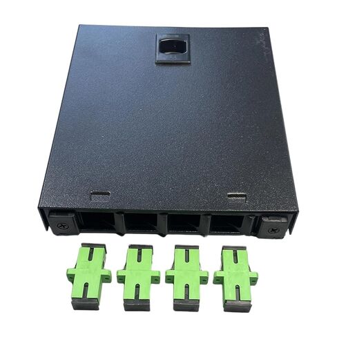 Fiber Optic Terminal Boxes 4 Port Fiber Splice Cassettes SC LC Distribution Frame Flanges & Pigtail Options Available(Black with Flange) in Kuwait