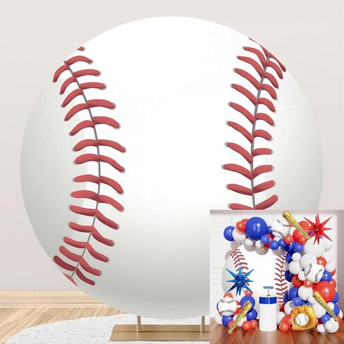 Polyester Diameter 6.5ft Round Baseball Backdrop Cover Baseball Fan Theme Party Photography Background Sports Lover Birthday Party Decoration Supplies Adult Boys Portrait Studio Photo Prop in Kuwait