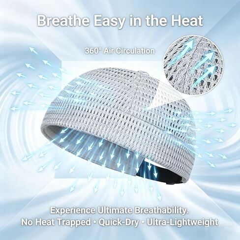 Mens Mesh Brimless Cap,Summer Skullcap Docker Beanie Hat, Summer Mesh Docker Beanie, Adjustable Hip-Hop Hat(2PCS,Black and Navy Blue) in Kuwait